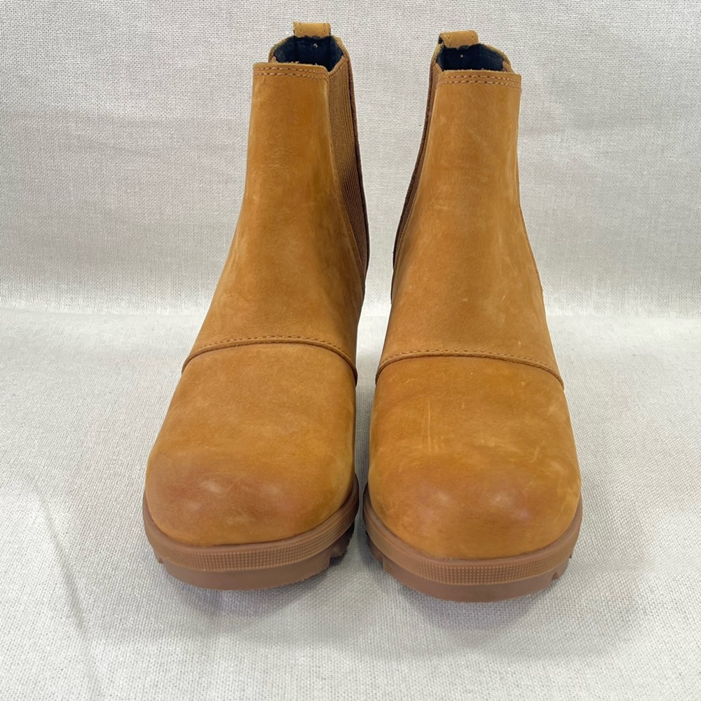 Sorel Joan of Arctic Wedge II Chelsea Boot Camel Waterproof Leather Women’s 7.5